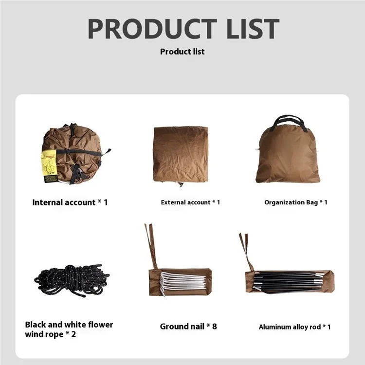 Tente de camping anti-moustiques à ouverture rapide pour une personne en polyester 210T avec tente extérieure et sac de rangement - Café