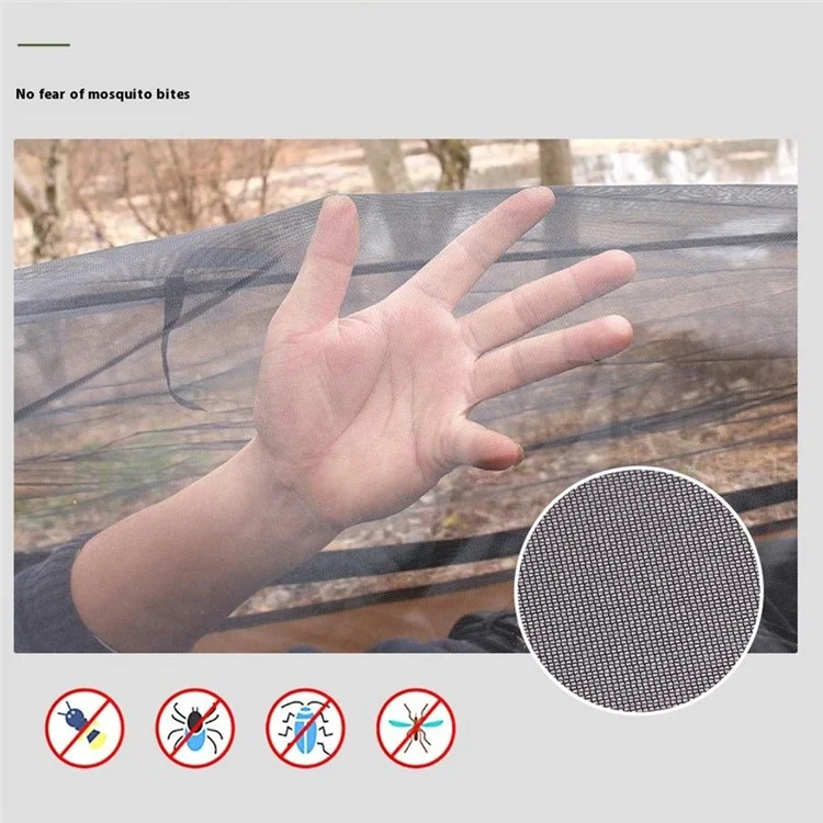 Tente de camping anti-moustiques à ouverture rapide pour une personne en polyester 210T avec tente extérieure et sac de rangement - Café