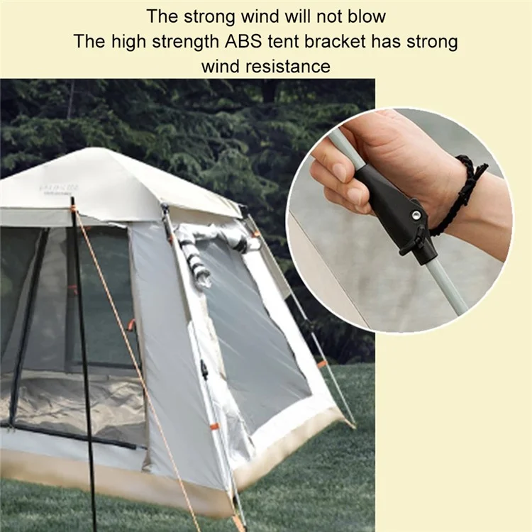 210x210x140cm Automatic Pop Up Tent 2 Doors 2 Windows Silver Coated 210T Fabric Outdoor Camping Tent (No Moisture-Proof Mat) - Grey