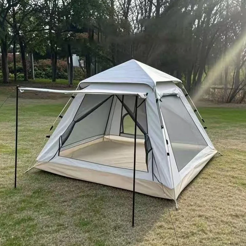 210x210x140cm Automatic Pop Up Tent 2 Doors 2 Windows Silver Coated 210T Fabric Outdoor Camping Tent (No Moisture-proof Mat) - Blue