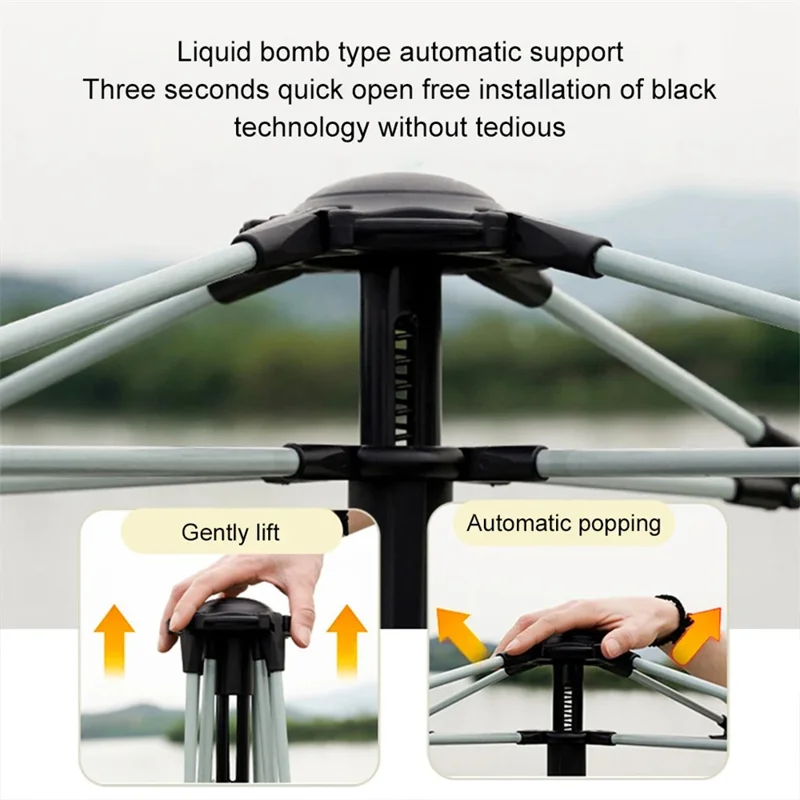 210x210x140cm Automatic Pop Up Tent 2 Doors 2 Windows Silver Coated 210T Fabric Outdoor Camping Tent (No Moisture-proof Mat) - Blue