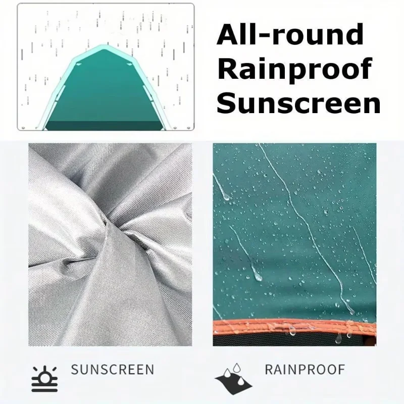 210x210x140cm Automatic Pop Up Tent 2 Doors 2 Windows Silver Coated 210T Fabric Outdoor Camping Tent (No Moisture-proof Mat) - Blue