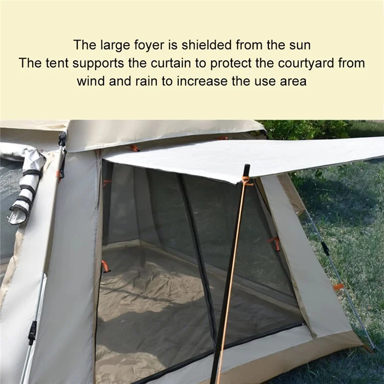 240x240x155cm Automatic Pop Up Tent 2 Doors 2 Windows Silver Coated 210T Fabric Outdoor Camping Tent (No Moisture-Proof Mat) - Grey