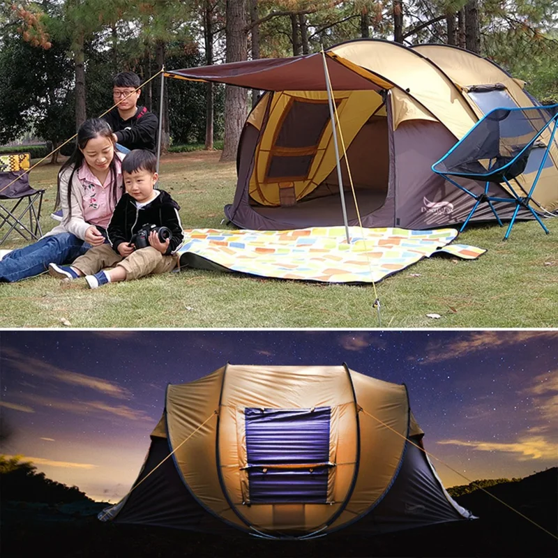 DESERT&FOX 3-4 People Outdoor Automatic Tent Rainproof Sunproof Camping Hiking Beach Tent - Khaki/Coffee