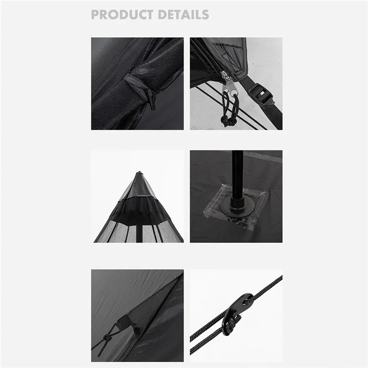 BLACKDOG BD-ZP003 Barraca Piramidal Hexagonal Portátil para Uso Externo, Espaço Grande para Natureza, Caminhada, Acampamento, Jantar, Piquenique, para 3-4 Pessoas