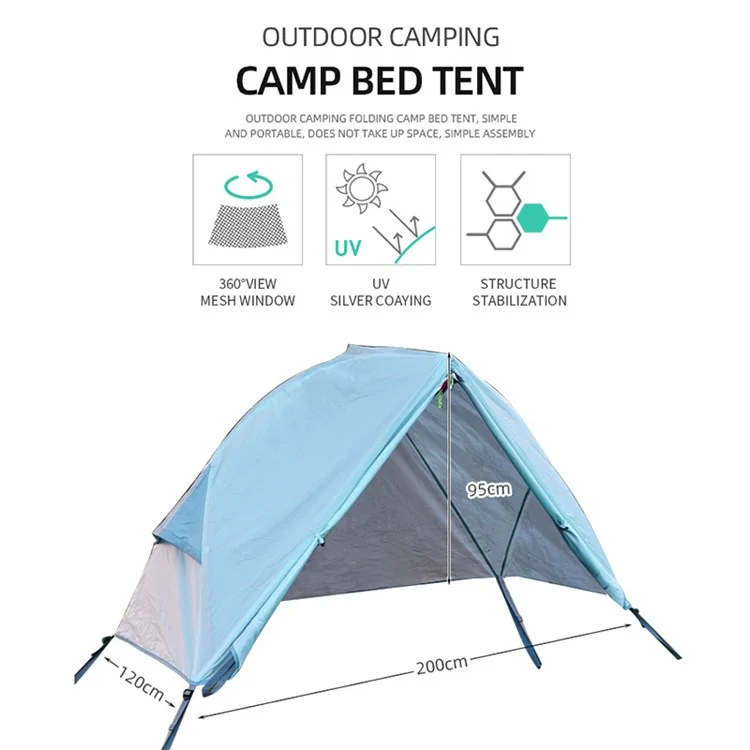 Waterproof 210D Oxford Cloth+Aluminum Alloy Pole Anti-mosquito Single Person Outdoor Camping Cot Bed Tent - Blue
