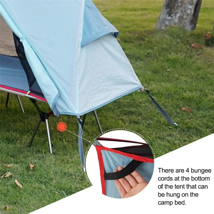 Waterproof 210D Oxford Cloth+Aluminum Alloy Pole Anti-mosquito Single Person Outdoor Camping Cot Bed Tent - Blue