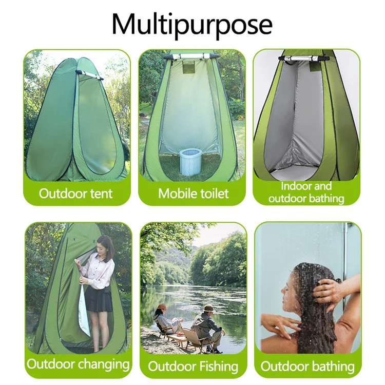 Portable Outdoor Tent Shower Toilet Dressing Room Folding Pop-Up Camping Tent for One Person, 120*120*190CM - Army Green