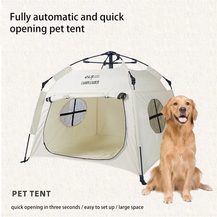 Tente pliante portable CLS pour chiens et chats en tissu Oxford - Kaki pour le camping en plein air et la randonnée