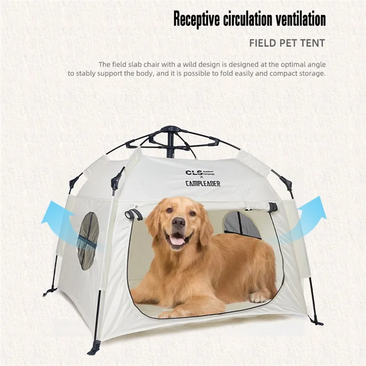 Tente pliante portable CLS pour chiens et chats en tissu Oxford - Kaki pour le camping en plein air et la randonnée