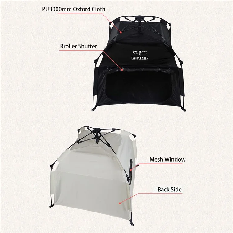 Tente pliante portable CLS pour chiens et chats en tissu Oxford - Kaki pour le camping en plein air et la randonnée