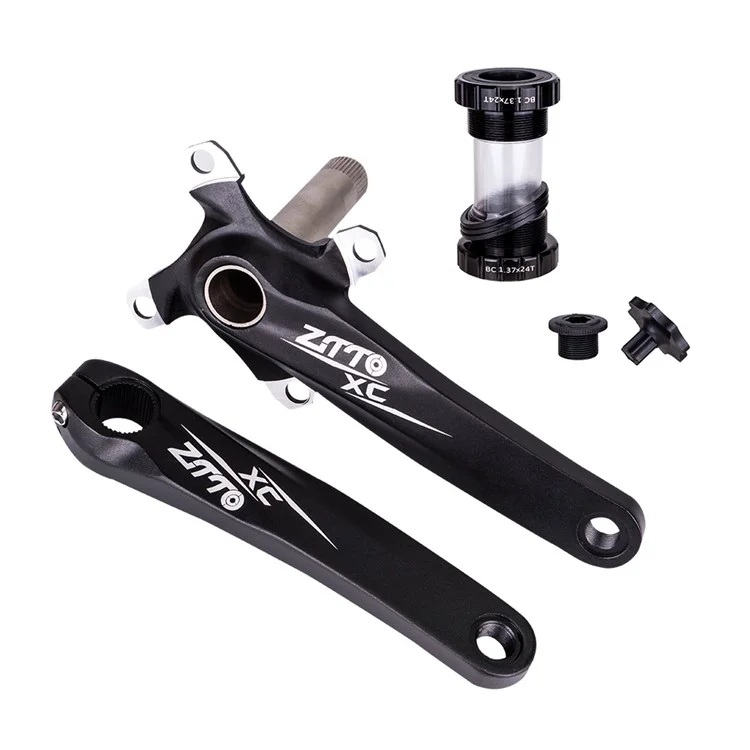 ZTTO ZT-01 Bike Cranksets Bicycle Crank Arm Set with Bottom Bracket Kit and Chainring Bolts Cycling Parts - Black