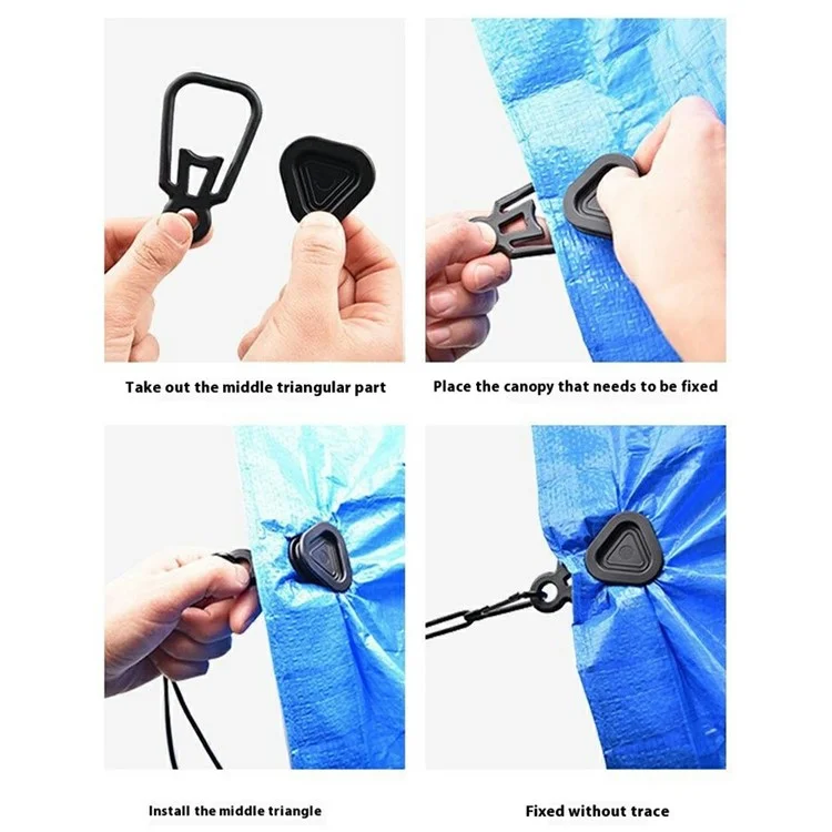 10Pcs Outdoor Camping Awning Windproof Rope Fixing Buckle Plastic Tent Rope Triangle Clips - Green