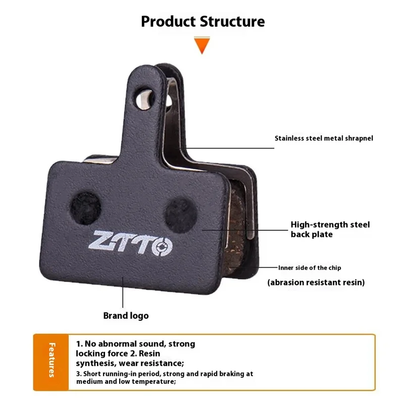ZTTO 1 Pair For Mountain Bike Disc Brake Pads Semi-Metallic Resin BB5 Oil Disc Brake Shoes - MS-01B