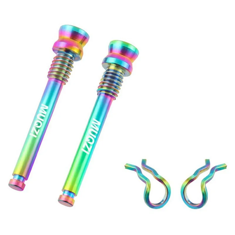 MUQZI 1 Pair XT XTR Disc Brake Caliper Titanium Alloy Pin M4 Fixed Thread Bike Brake Pad Retaining Pin with Circlips - Colorful