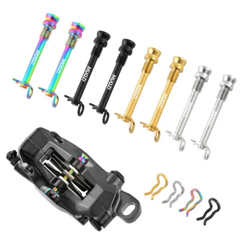 MUQZI 1 Pair XT XTR Disc Brake Caliper Titanium Alloy Pin M4 Fixed Thread Bike Brake Pad Retaining Pin with Circlips - Colorful