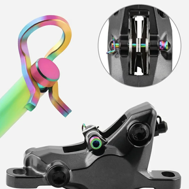 MUQZI 1 Pair XT XTR Disc Brake Caliper Titanium Alloy Pin M4 Fixed Thread Bike Brake Pad Retaining Pin with Circlips - Colorful