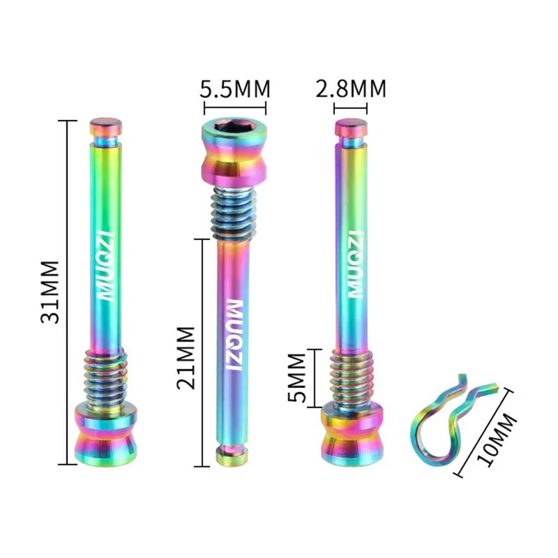 MUQZI 1 Pair XT XTR Disc Brake Caliper Titanium Alloy Pin M4 Fixed Thread Bike Brake Pad Retaining Pin with Circlips - Colorful
