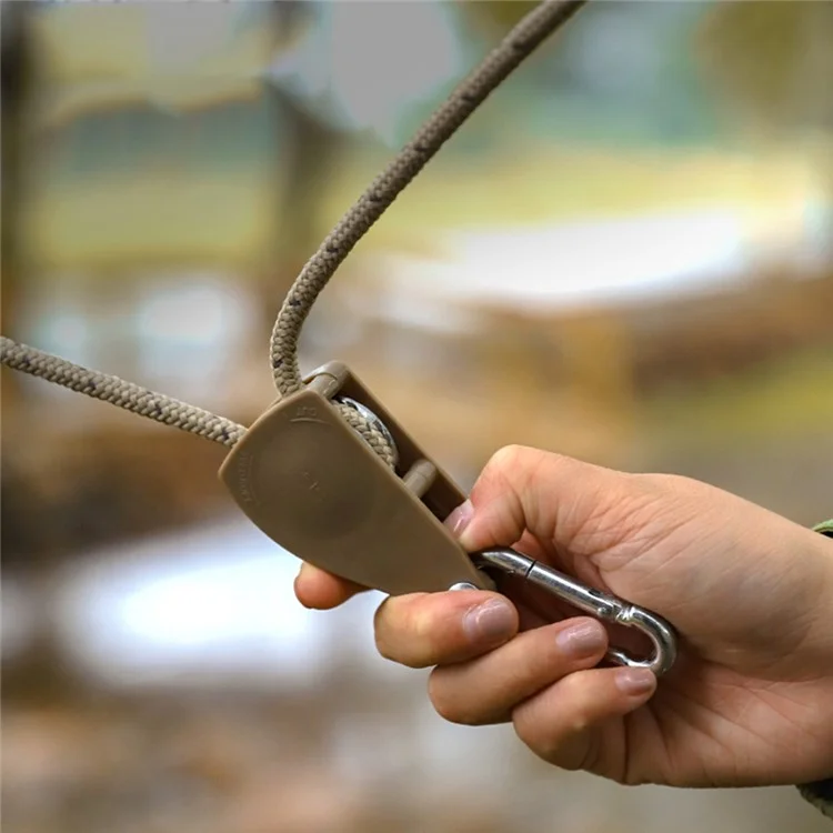 Corde D'escalade de 4 Mmx4m Camping Tente Corche à Tramage au Vent Avec Tendeur de Poulie Réglable Pour Activités de Plein Air - Kaki