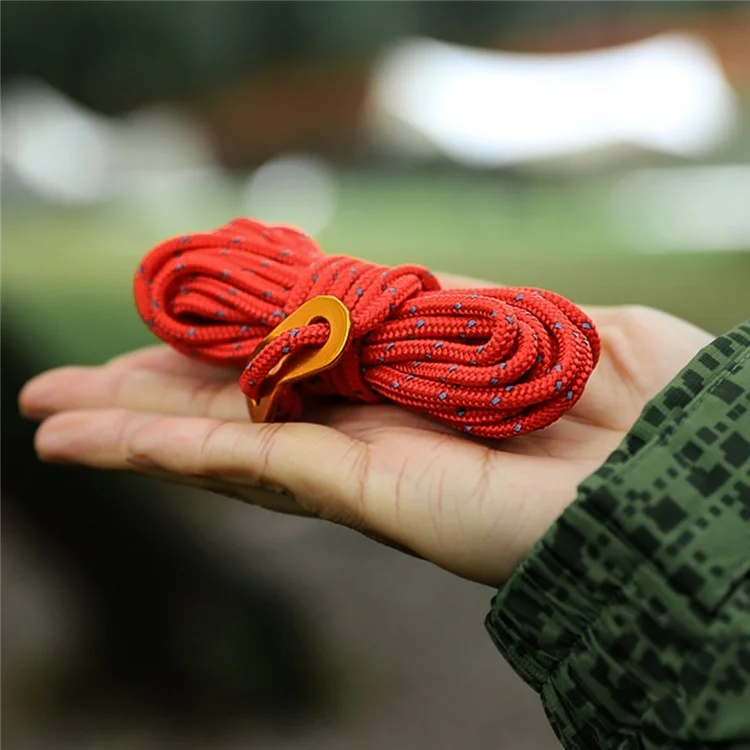 6 Bundles of Reflective Outdoor Camping Windproof Tent Rope 4mmx4m with Cord Tensioner for Fishing, Hiking, Backpacking, Emergency Rescue - Blue