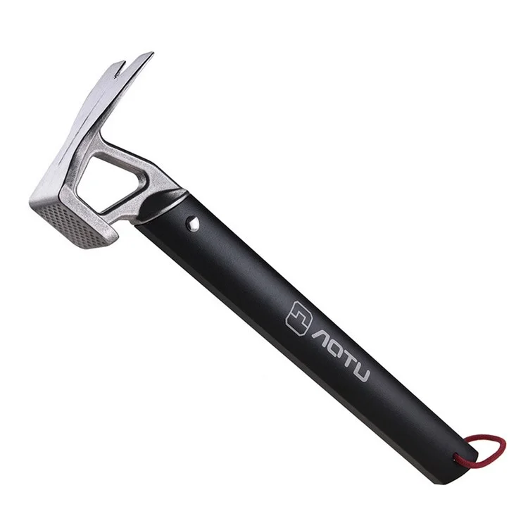 AOTU Outdoor Camping Tent Peg Hammer Mountaineering Hiking Stainless Steel Nail Puller - Black