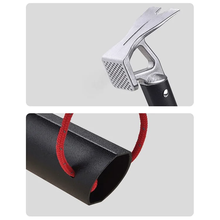 AOTU Outdoor Camping Tent Peg Hammer Mountaineering Hiking Stainless Steel Nail Puller - Black