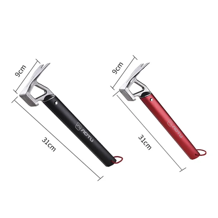 AOTU Outdoor Camping Tent Peg Hammer Mountaineering Hiking Stainless Steel Nail Puller - Black
