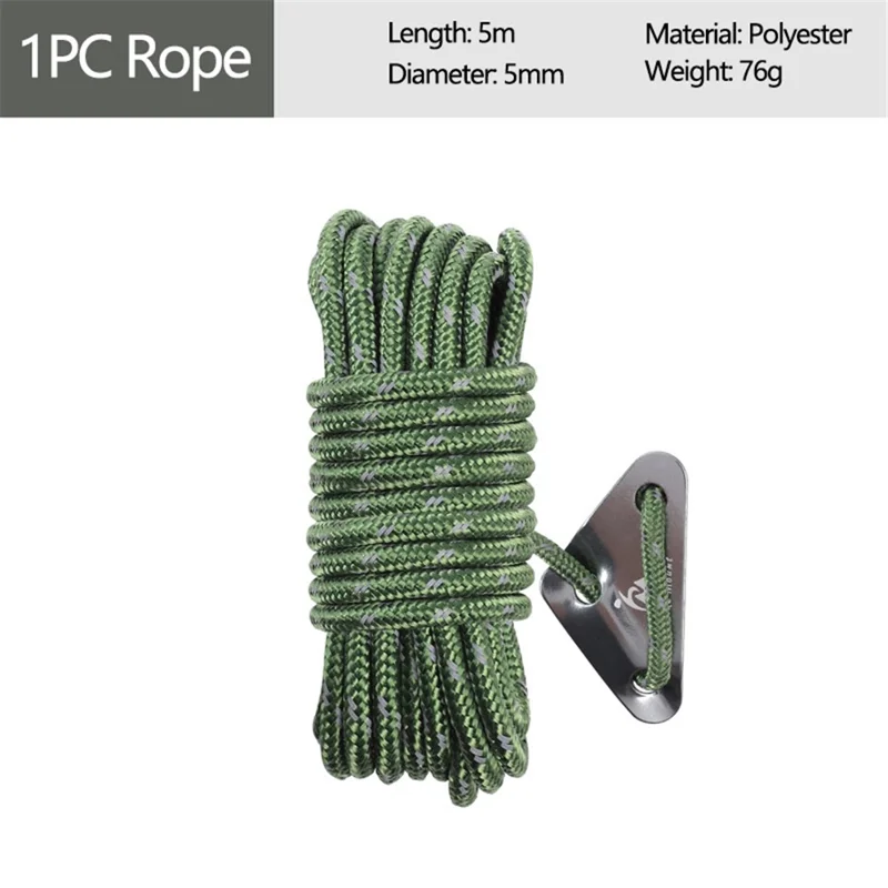 HIKE MOUNT 5mmx5m Polyester Reflective Tent Ropes Windproof Camping Cords for Outdoor Activity - Army Green / Grey
