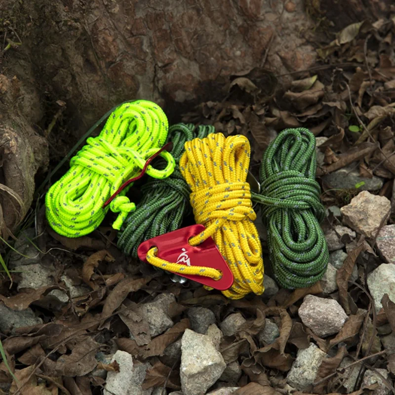 HIKE MOUNT 5mmx5m Polyester Reflective Tent Ropes Windproof Camping Cords for Outdoor Activity - Army Green / Grey