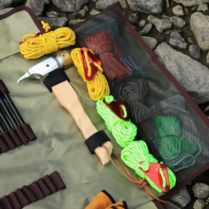 HIKE MOUNT 5mmx5m Polyester Reflective Tent Ropes Windproof Camping Cords for Outdoor Activity - Army Green / Grey