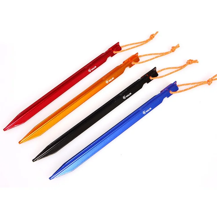 Halin 4pcs 18 cm Aluminiumlegierung Zelt Stake Outdoor Camping Camping -planungs -fixierstifte Mit Seil - Zufällige Farbe