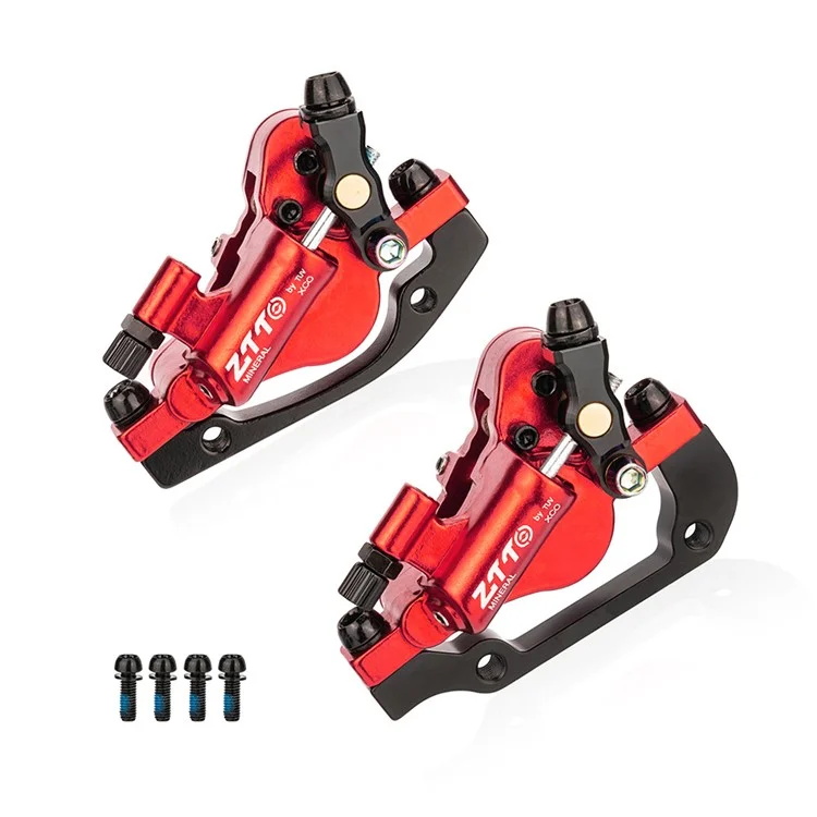 ZTTO XLYD1 1 Pair Front + Rear Aluminum Alloy MTB Bike Line Pulling Hydraulic Disc Brake Calipers - Red