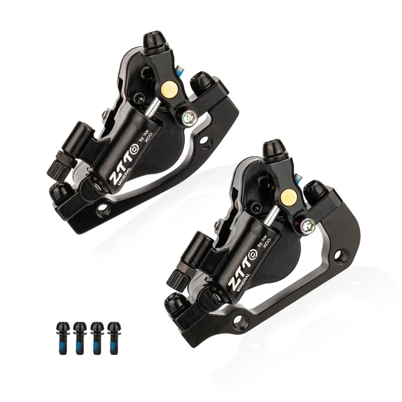 ZTTO XLYD1 1 Pair Front + Rear Aluminum Alloy MTB Bike Line Pulling Hydraulic Disc Brake Calipers - Black