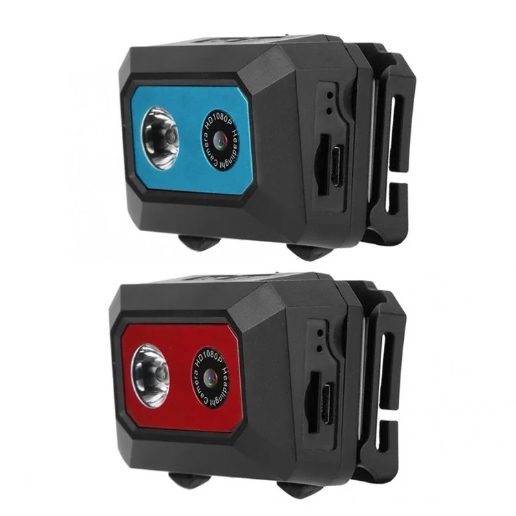 Câmera de ação F18 HD 1080P DV com visão noturna, gravador de vídeo DVR com luz de LED na cabeça - Vermelho