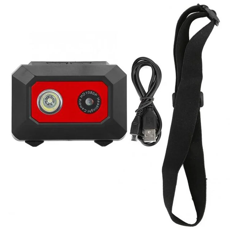 Câmera de ação F18 HD 1080P DV com visão noturna, gravador de vídeo DVR com luz de LED na cabeça - Vermelho