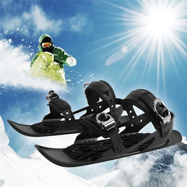 1 Pair Adult Ski Skates Ski-board Snowboard Shoes Adjustable Mini Sled Shoes Outdoor Winter Sports Skiing Shoes - Black