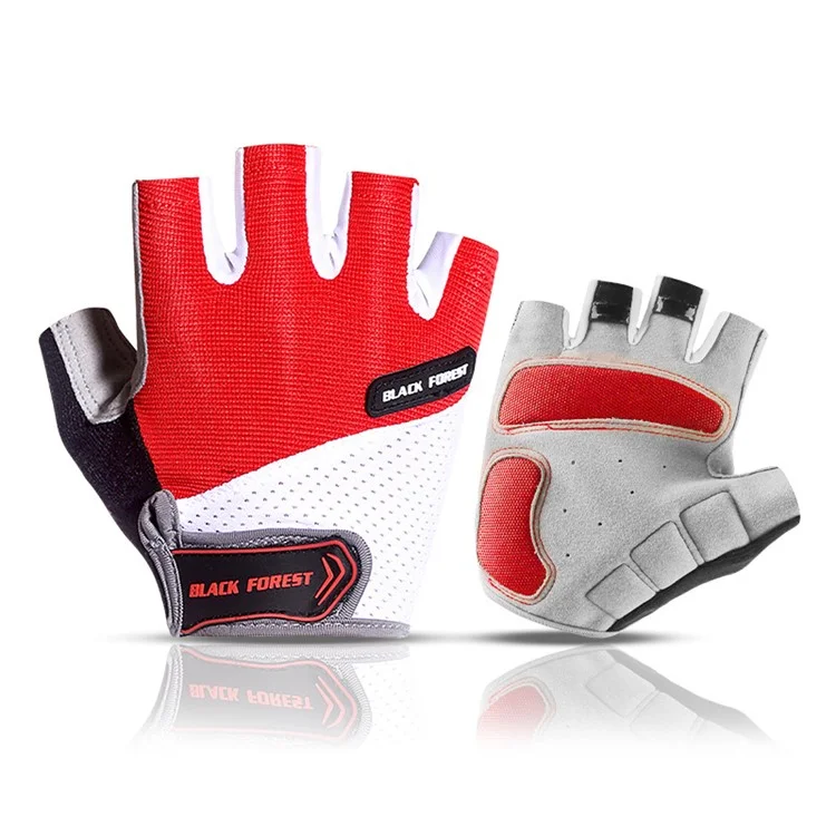 KYNCILOR A0055 Gants demi-doigts respirants pour sports de plein air antidérapants en microfibre et cuir - Rouge/XL