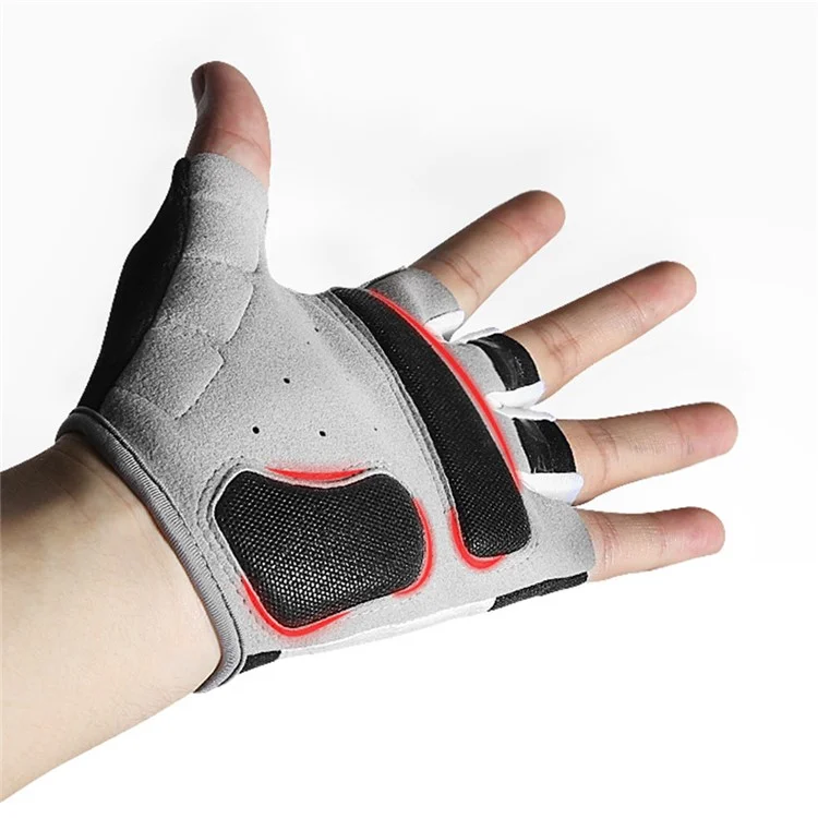 KYNCILOR A0055 Gants demi-doigts respirants pour sports de plein air antidérapants en microfibre et cuir - Rouge/XL