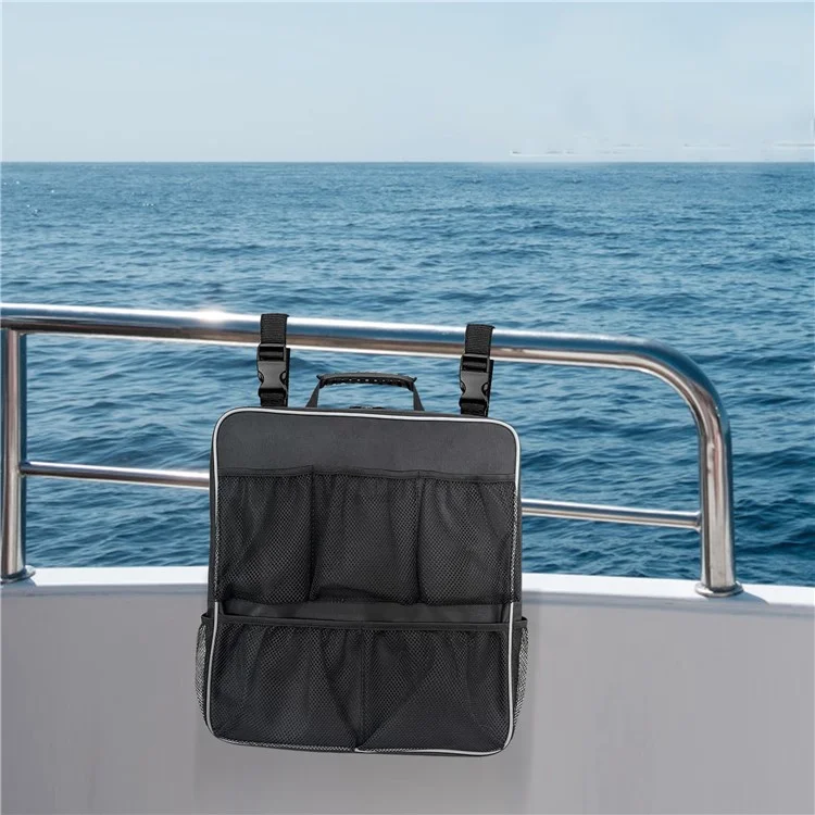 Waterproof Oxford Cloth Boat Seat Storage Bag Organizer with Mesh Pockets, 39x10x45cm