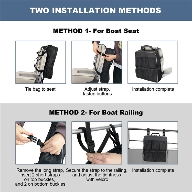 Waterproof Oxford Cloth Boat Seat Storage Bag Organizer with Mesh Pockets, 39x10x45cm