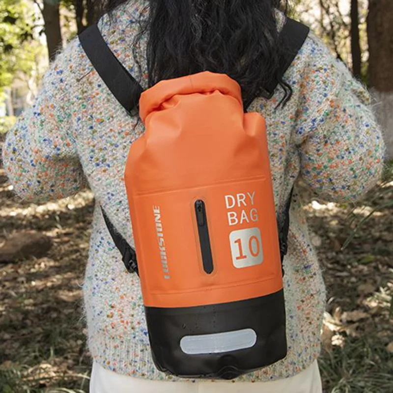 LUCKSTONE 10L Outdoor Sports Waterproof Backpack Dry Bag for Kayaking Boating - Blue