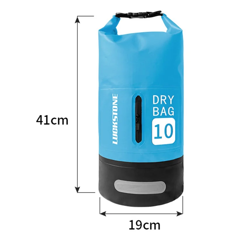 LUCKSTONE 10L Outdoor Sports Waterproof Backpack Dry Bag for Kayaking Boating - Blue