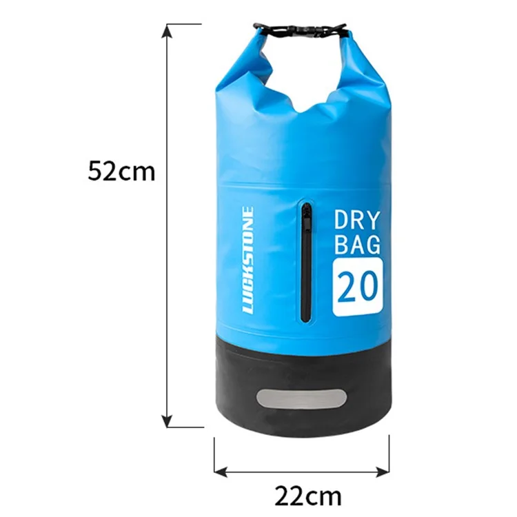 LUCKSTONE 20L Outdoor Sports Waterproof Backpack Dry Bag for Kayaking Boating - Blue