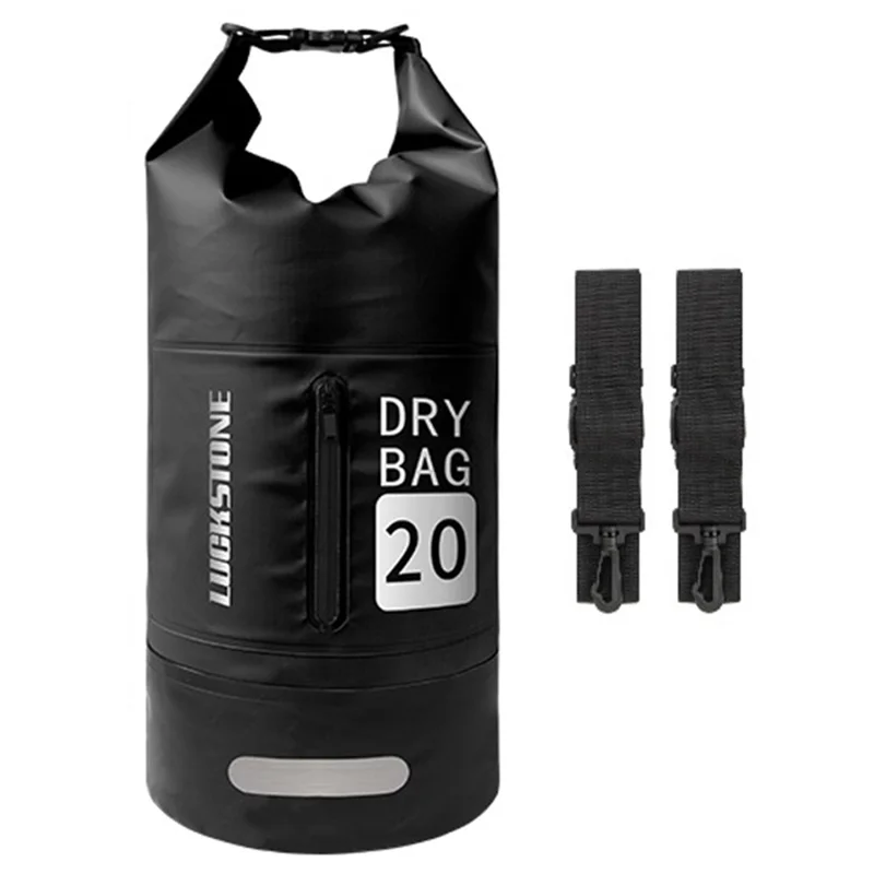 LUCKSTONE 20L Outdoor Sports Waterproof Backpack Dry Bag for Kayaking Boating - Black