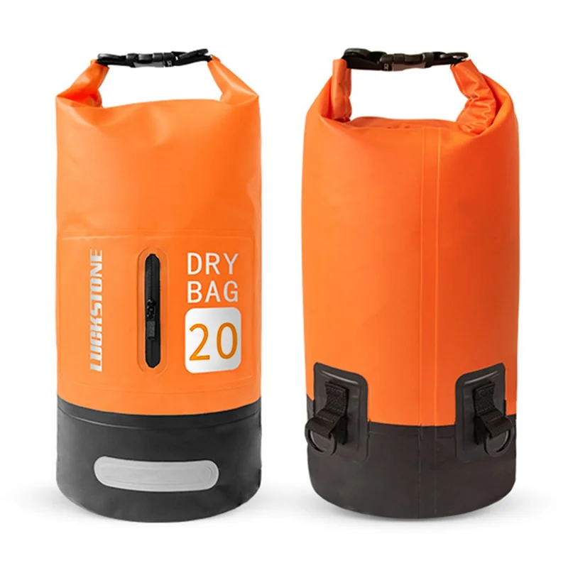 LUCKSTONE 20L Outdoor Sports Waterproof Backpack Dry Bag for Kayaking Boating - Black