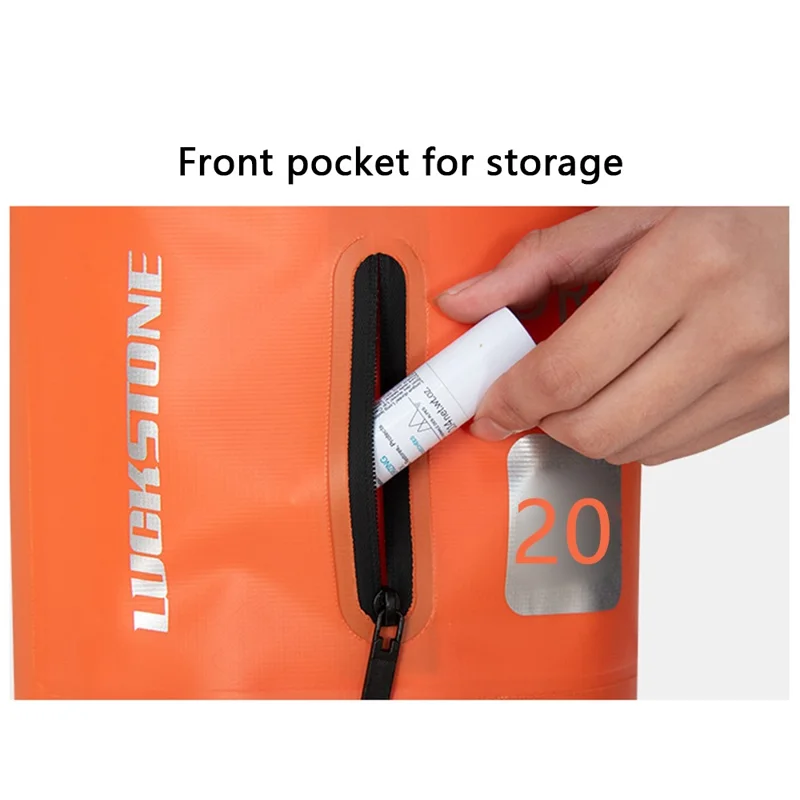 LUCKSTONE 20L Outdoor Sports Waterproof Backpack Dry Bag for Kayaking Boating - Black