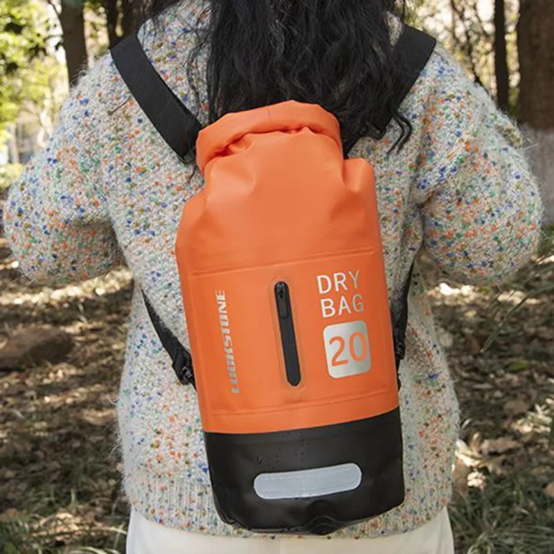 LUCKSTONE 20L Outdoor Sports Waterproof Backpack Dry Bag for Kayaking Boating - Black