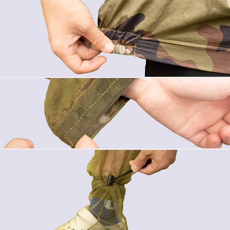 LUCKSTONE 1 Set Erwachsene Mückenschutzanzüge Mesh-Netz-Jacke + Hose + Handschuhe + Fußabdeckung - L