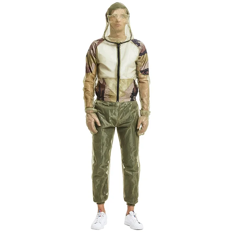 LUCKSTONE 1 Set Adults Mosquito Suits Mesh Net Bug Jacket + Pant + Gloves + Foot Cover Clothing - XL