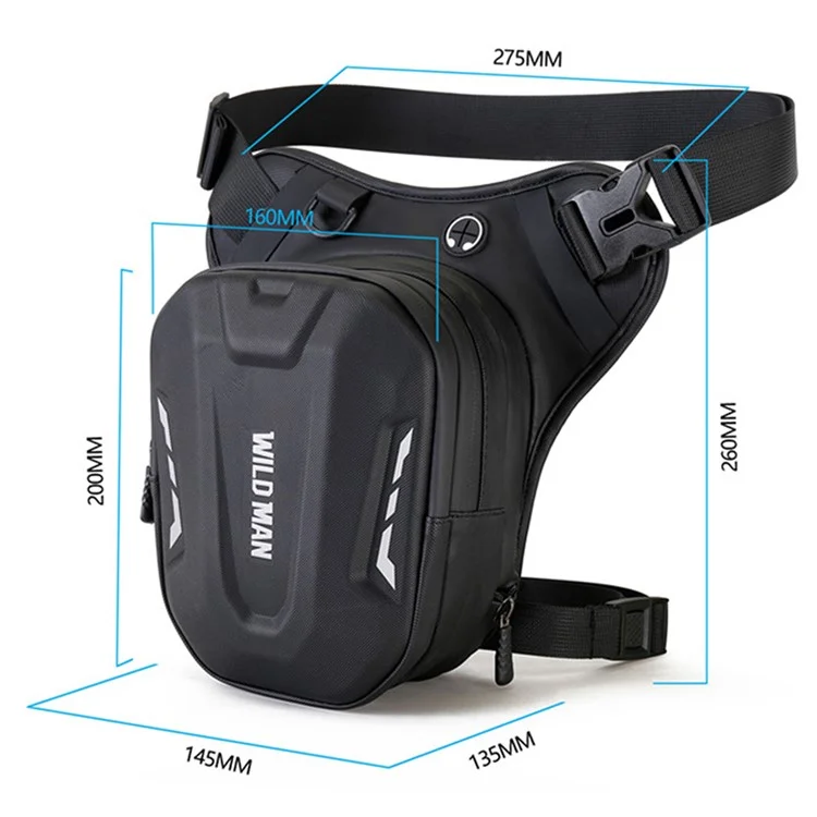 Sac de moto WILD MAN L1 3L Holster de cuisse Sac de hanche Sac à bandoulière Polyester+PU+EVA+TPU Sac de taille